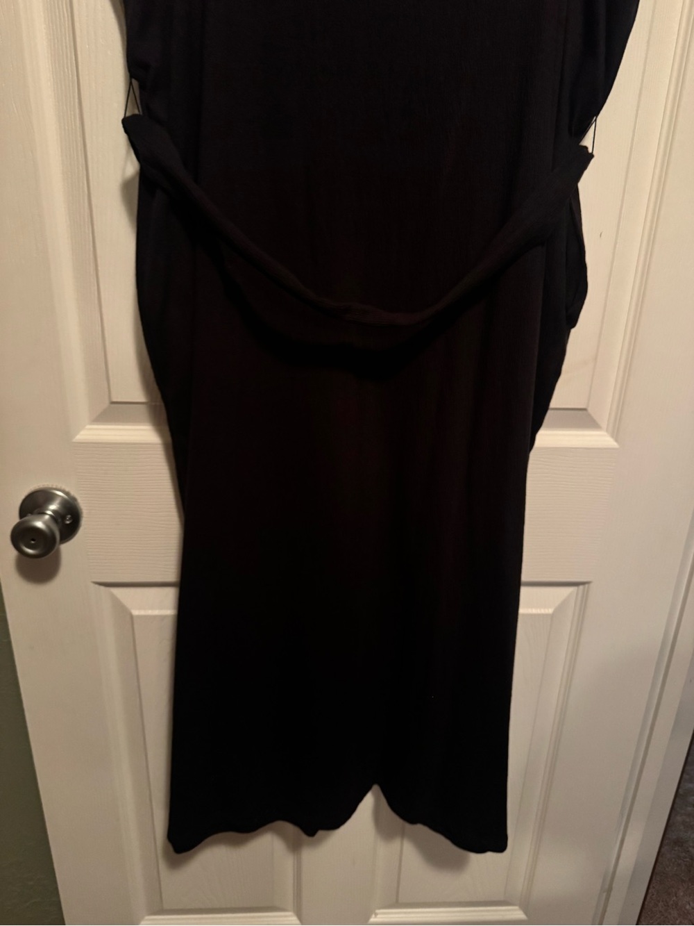 Ava & Viv Sz 3X Black Faux Button-Front Midi Dress with Tie Waist & Square Neck - Picture 11 of 12